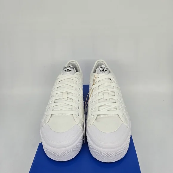 New adidas Nizza Platform Triple White Women's Shoes Size 10 - Picture 2 of 8